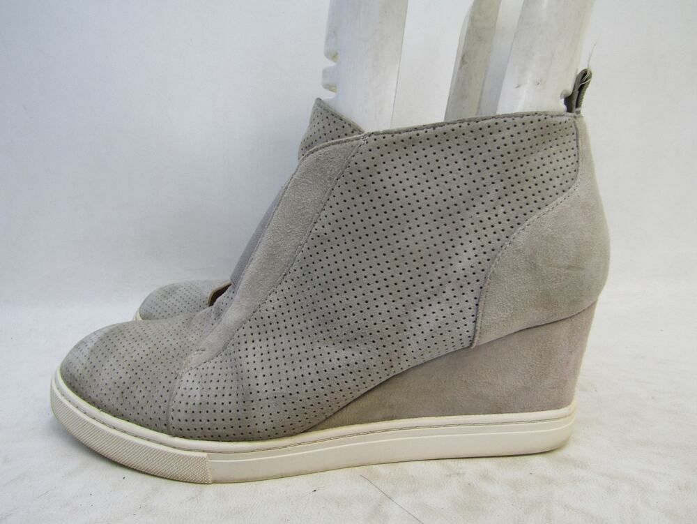 L. Paolo Womens Sz 8 M Gray Suede Wedge Zip Ankle Fashion Boots